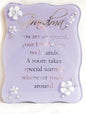 Juliana Glass Curved Edge Plaque & Flowers Lilac - Grandma - hanrattycraftsgifts.co.uk