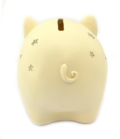 Bambino Star Decorated Cream Pig Money Bank \ Savings Bank - hanrattycraftsgifts.co.uk