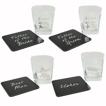Wedding FATHER of the Bride Whisky Glass & Coaster Thank You Gift LP - hanrattycraftsgifts.co.uk