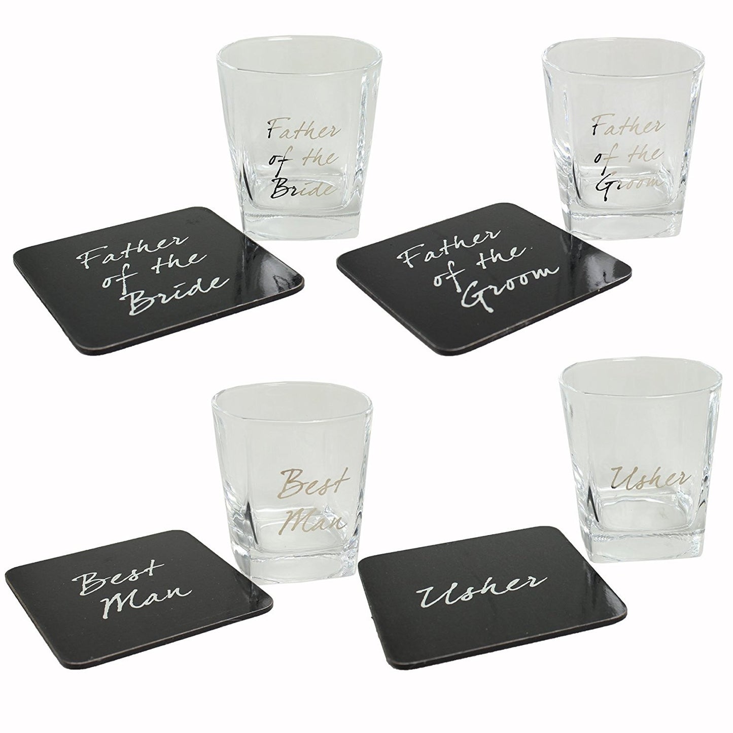 Wedding FATHER of GROOM Whisky Glass & Coaster Thank You Gift LP - hanrattycraftsgifts.co.uk