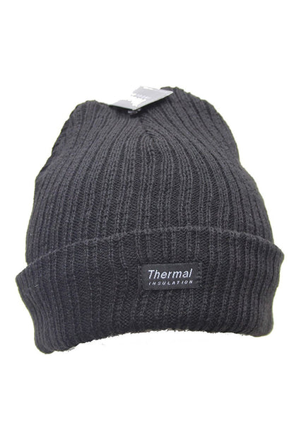 New Unisex Mens Womens Thermal Insulation Winter Black Hat Beanie Knitted Chunky (Black) - hanrattycraftsgifts.co.uk