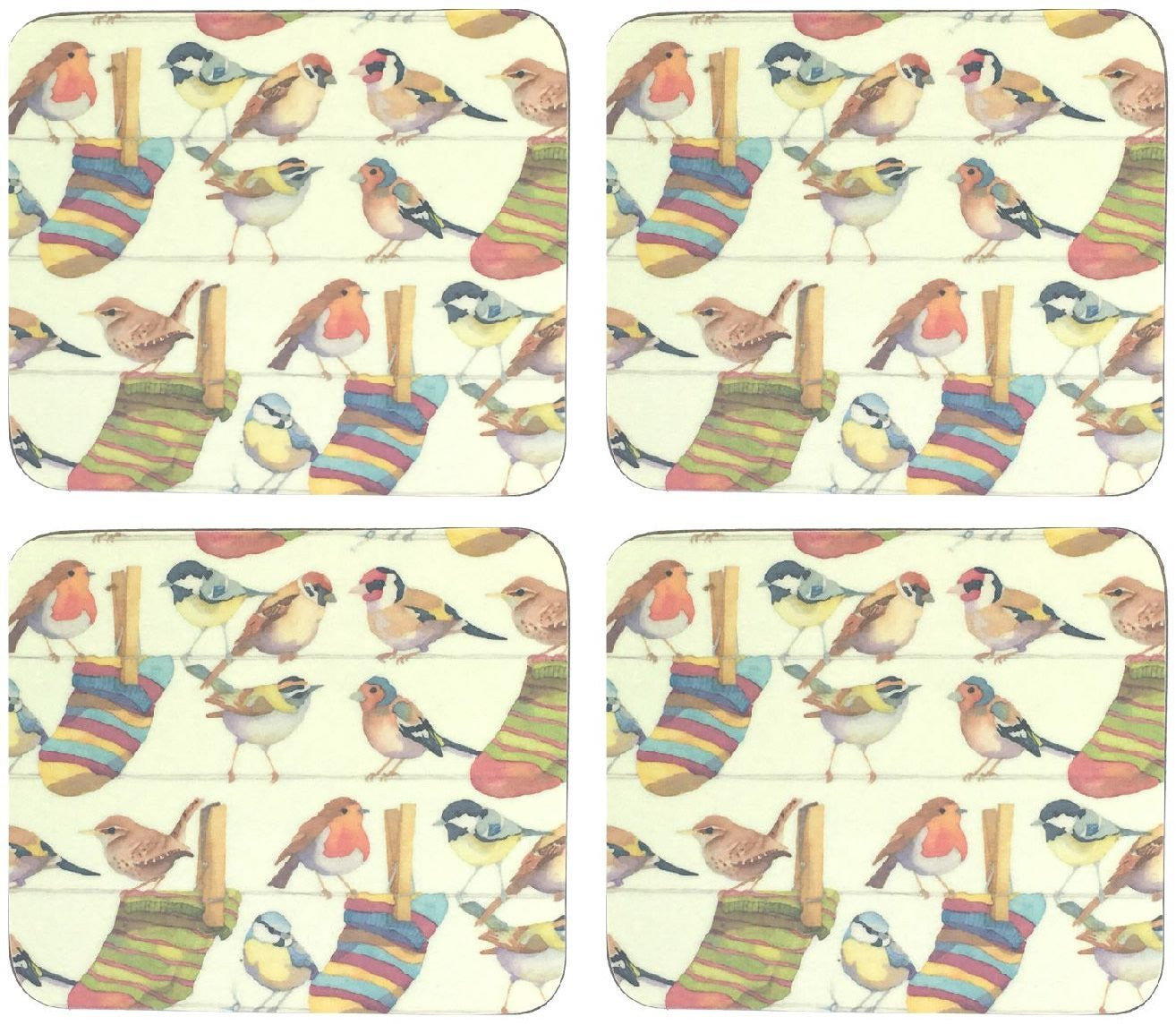 Emma Ball - "Garden Birds" Coasters - Set of 4 - hanrattycraftsgifts.co.uk
