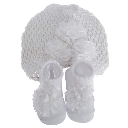 Nursery Time Baby Girls Hat And Booties Gift Set - hanrattycraftsgifts.co.uk