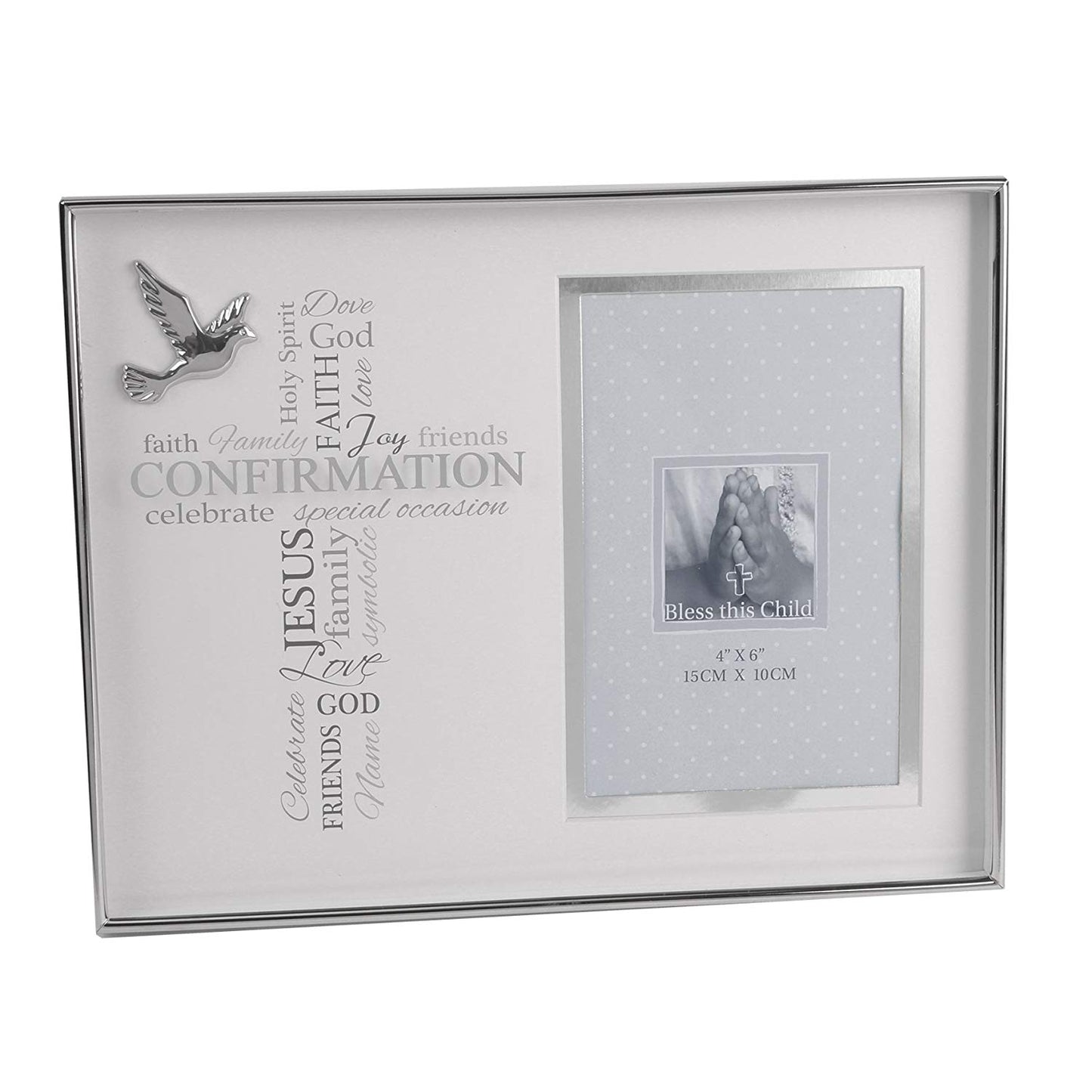 Juliana Nickel Plated Photo Frame 4" x 6" Confirmation - hanrattycraftsgifts.co.uk