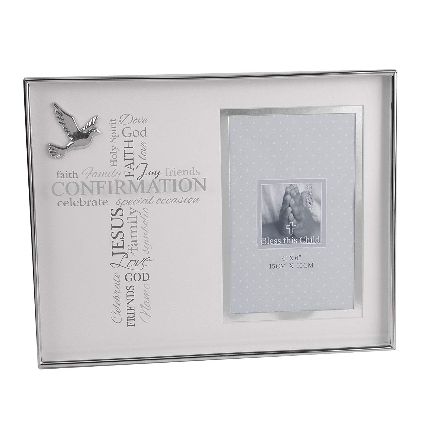 Juliana Nickel Plated Photo Frame 4" x 6" Confirmation - hanrattycraftsgifts.co.uk