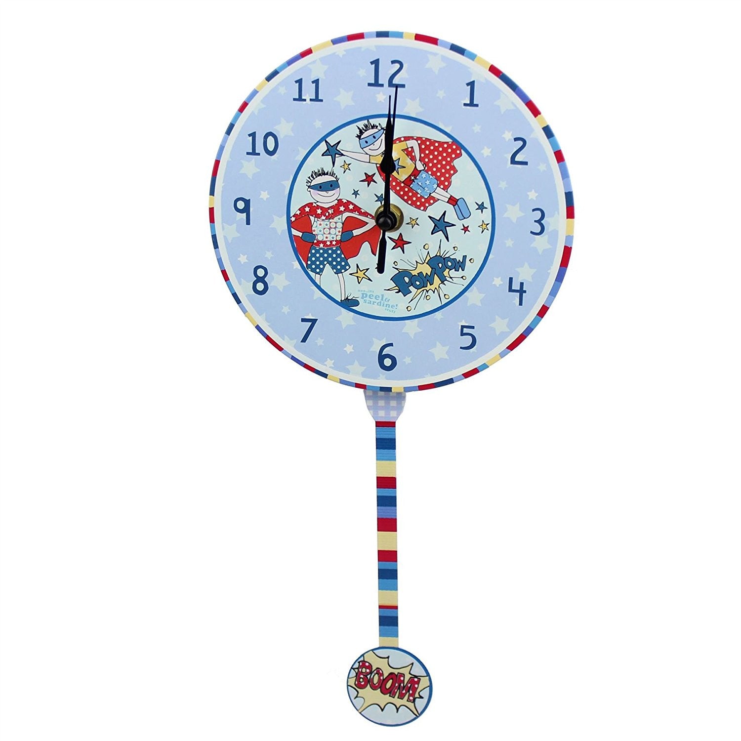 Peel & Sardine "Superhero" Pendulum Clock - hanrattycraftsgifts.co.uk