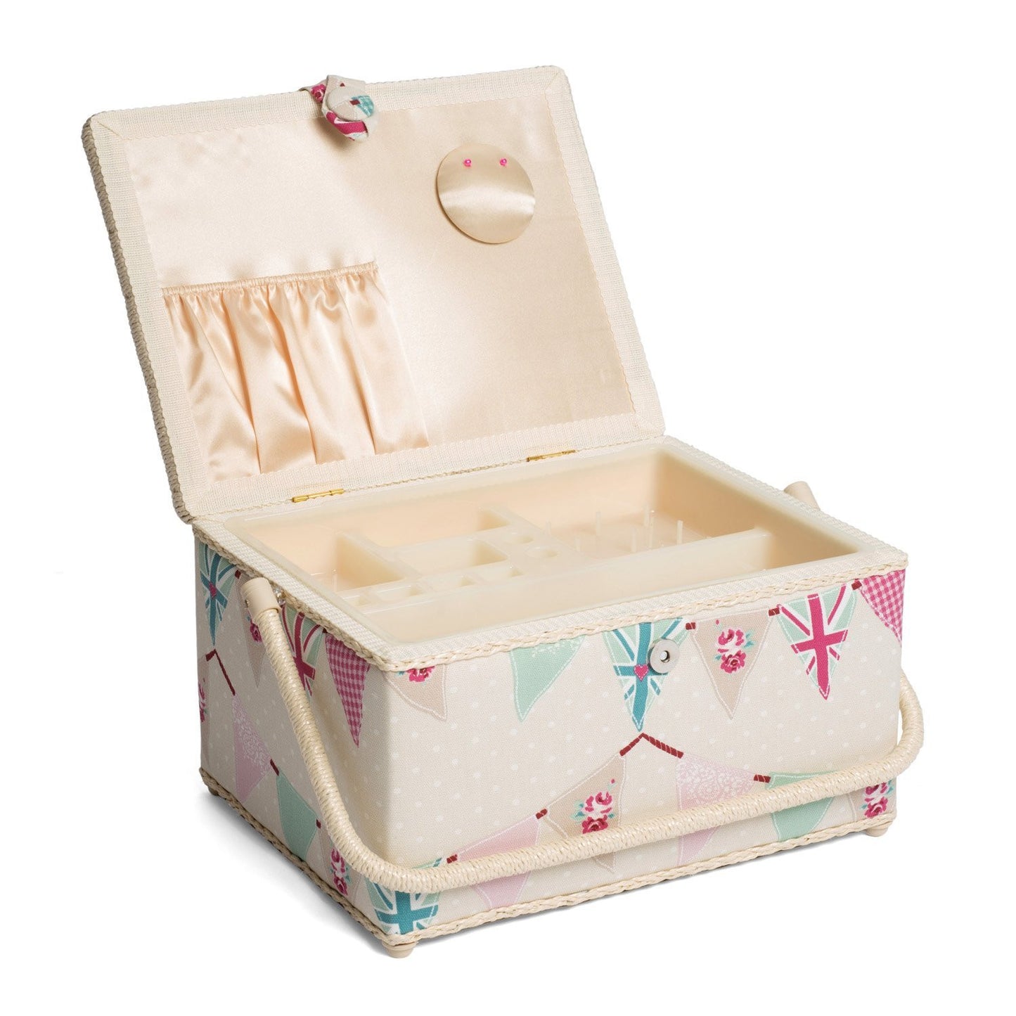 Hobby Gift HGL/234 | Bunting Print Large Sewing Basket | 24x31½x19½cm - hanrattycraftsgifts.co.uk