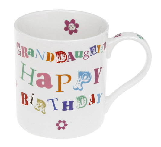 Granddaughter Happy Birthday Mug - Headline Bone China Mug - Presented in a Gift Box - hanrattycraftsgifts.co.uk
