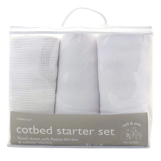 Elli & Raff 3 Piece Cot Bed Started Set - Grey - 2 Blankets & Fitted Sheet (Cot Bed Set) - hanrattycraftsgifts.co.uk