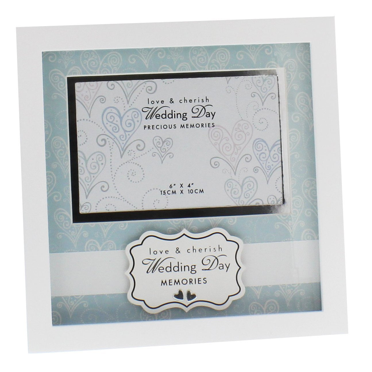 Love & Cherish 23cm White Wooden Frame 6" x 4" Photo - Wedding Day - hanrattycraftsgifts.co.uk