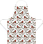 Thornback and Peel Robin and Holly Apron, Cotton, White, 60 x 80 x 3 cm