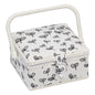 Hobby Gift HGS/093 Black Parsely Leaf on White Small Sewing Basket 20x20x11cm - hanrattycraftsgifts.co.uk