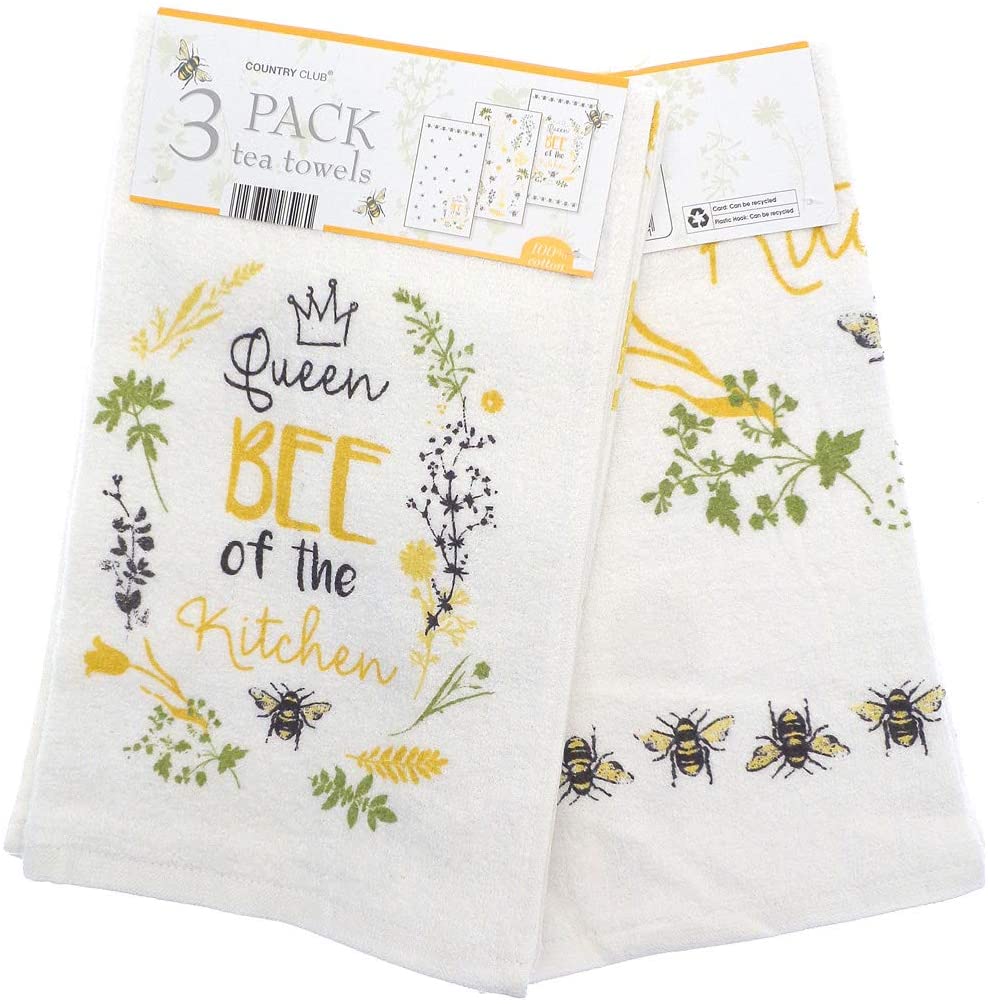 queen  bee Design Tea Towel 3pk