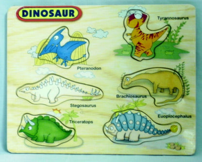 Wooden Puzzle/Jigsaw Mini Playtray: Dinosaur - hanrattycraftsgifts.co.uk