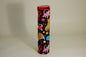 Knitting Pin holder - cylinder shape tube - fabric shows cartoon cats design on a dark background - hanrattycraftsgifts.co.uk