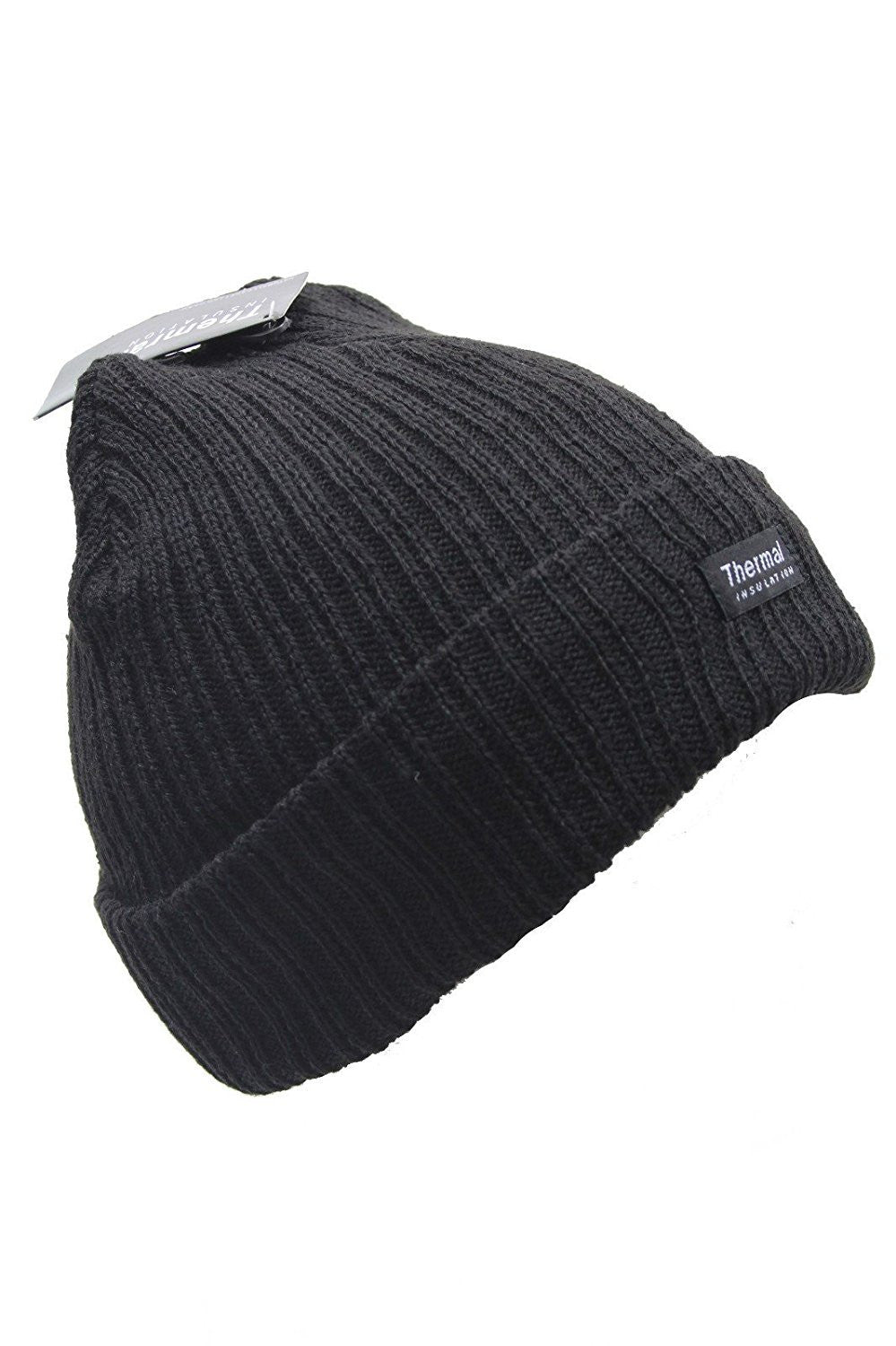 New Unisex Mens Womens Thermal Insulation Winter Black Hat Beanie Knitted Chunky (Black) - hanrattycraftsgifts.co.uk