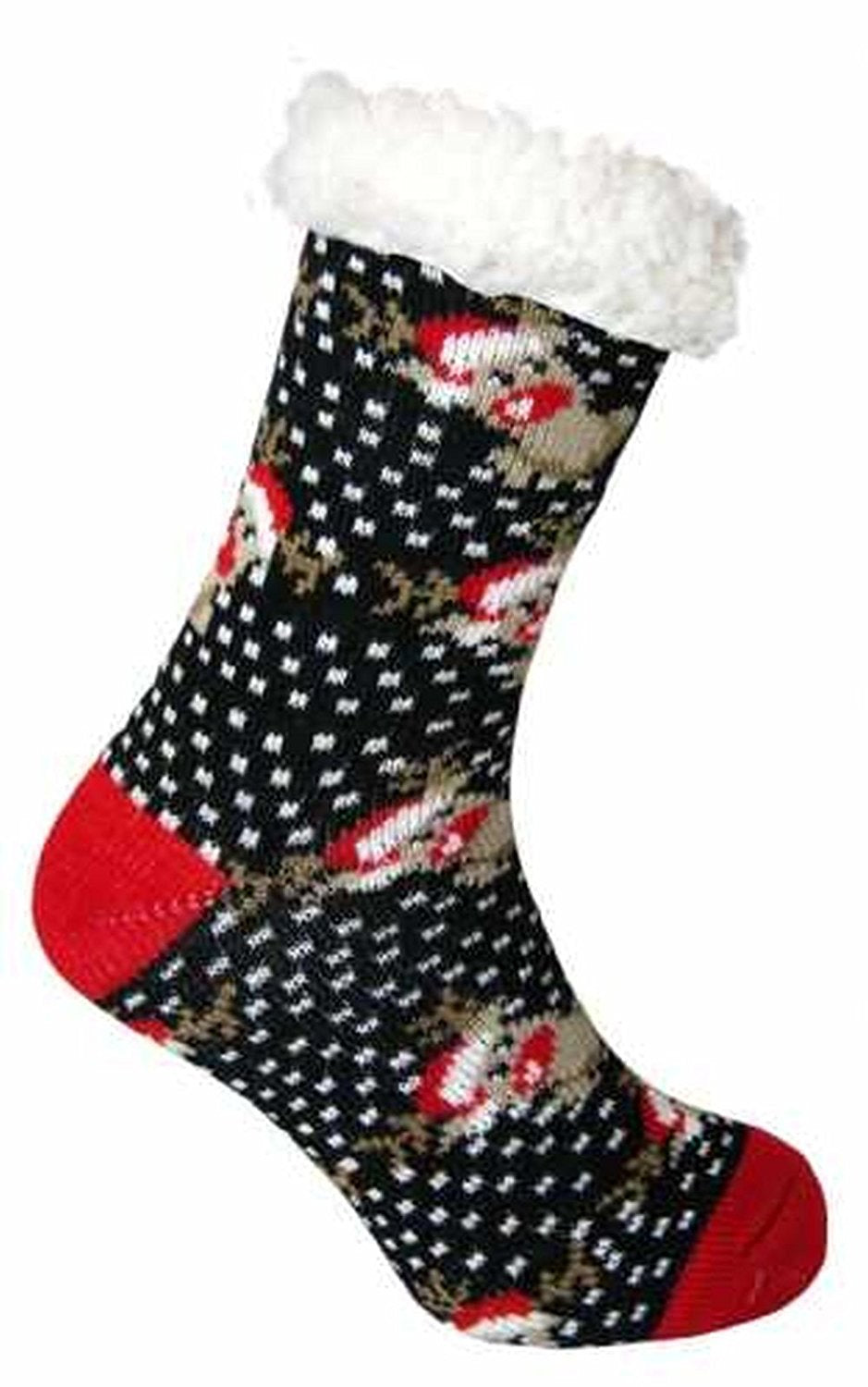 Ladies Heat Machine Soft Sherpa Fleece Lined Christmas Slipper Socks - hanrattycraftsgifts.co.uk