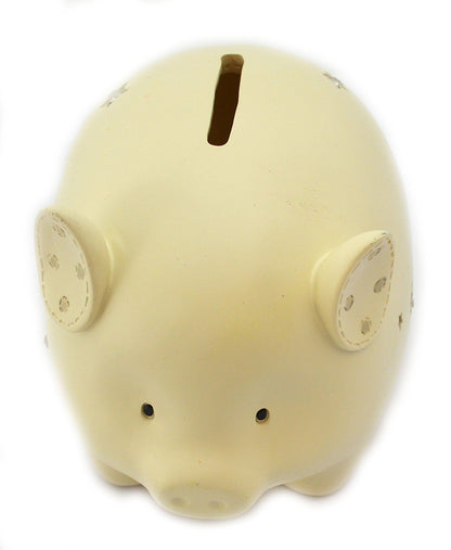 Bambino Star Decorated Cream Pig Money Bank \ Savings Bank - hanrattycraftsgifts.co.uk