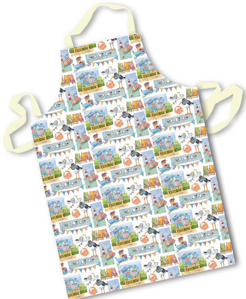 Emma Ball Coastal Seaside Design Cotton Apron Adult Size Cooking Baking Pinny by - hanrattycraftsgifts.co.uk