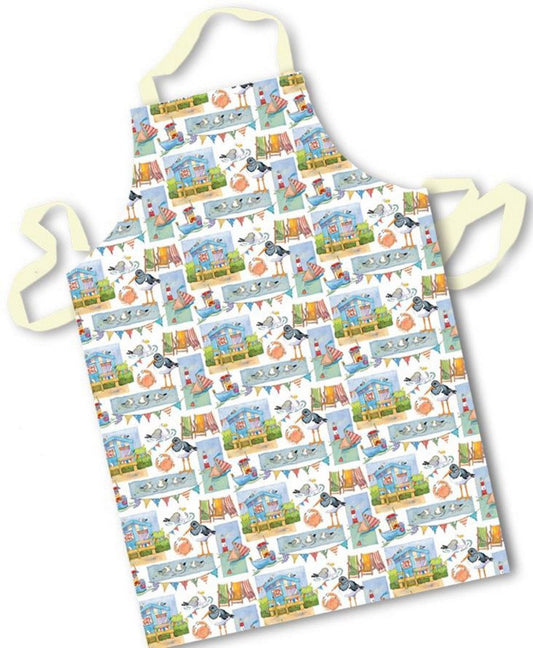 Emma Ball Coastal Seaside Design Cotton Apron Adult Size Cooking Baking Pinny by - hanrattycraftsgifts.co.uk