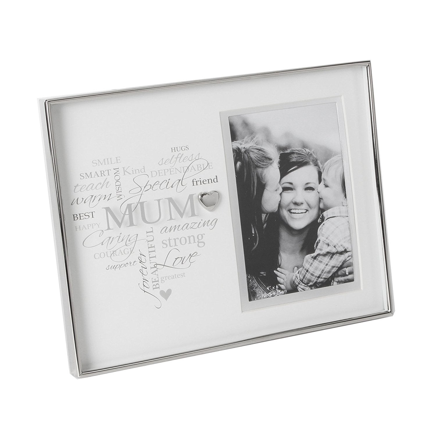 Heartfelt Moments Nickel Plated Frame Heart 4" x 6" Mum - hanrattycraftsgifts.co.uk