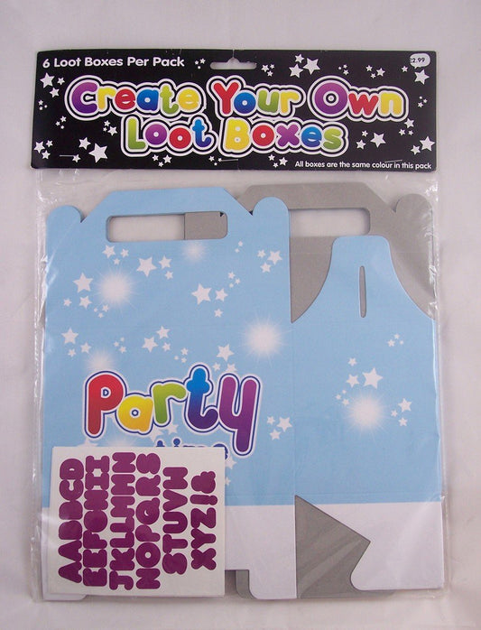 Create Your Own Party Loot Boxes (Blue) - Pack of 6 - hanrattycraftsgifts.co.uk