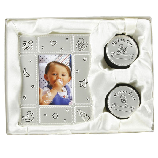 My First Curl , Tooth and Photo Frame Silver - hanrattycraftsgifts.co.uk