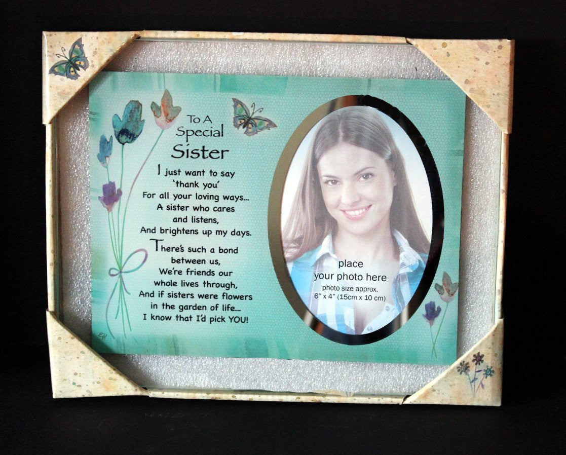 Inspirational Glass Poem Photo Frame for a Very Special Sister Birthday Gift Or Any Occasion Keepsake to Treasure Forever! - hanrattycraftsgifts.co.uk