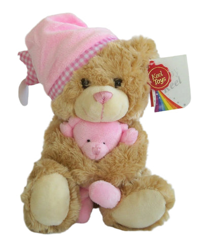 Keel Toys 25cm Cuddles Musical Bear Soft Toy Pink - hanrattycraftsgifts.co.uk