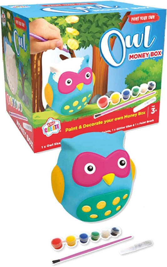 Kids Create Paint Your Own Owl Money Box Piggy Bank 3+