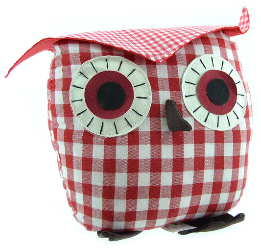 Juliana Home Living 19cm Red Checkered Door Stop - Owl - hanrattycraftsgifts.co.uk