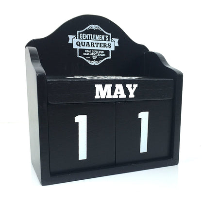 Perpetual Wooden Block Calendar Black Vintage Shabby Chic - hanrattycraftsgifts.co.uk