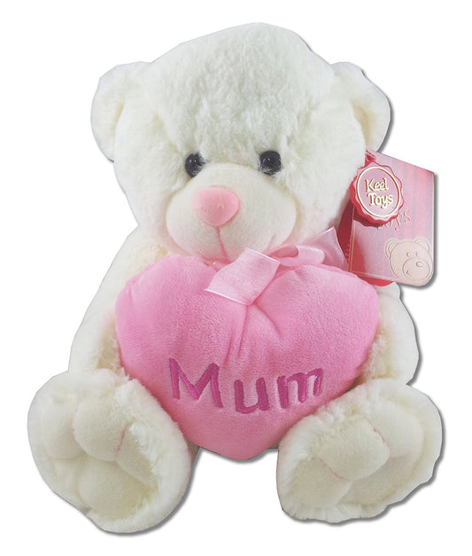 Keel Toys - 25cm Mothers Day Bear Holding A Pink Heart Mum - hanrattycraftsgifts.co.uk