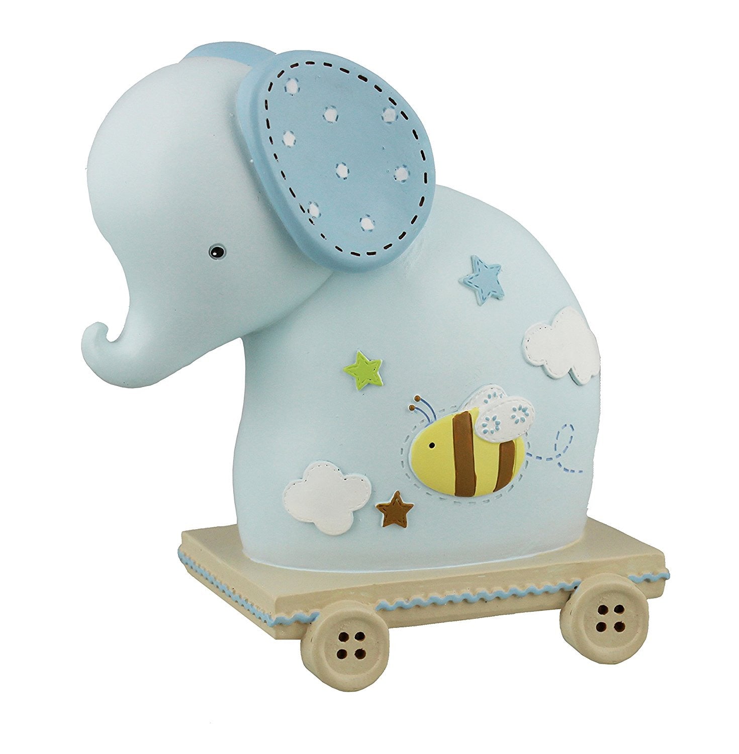 Petit Cheri Collection Resin Elephant Money Bank - Blue - hanrattycraftsgifts.co.uk