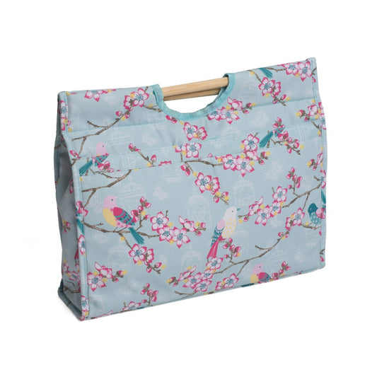 HobbyGift MR4687/198 | Tweet Print Craft Bag/Wooden Handles | 11x42x31½cm - hanrattycraftsgifts.co.uk