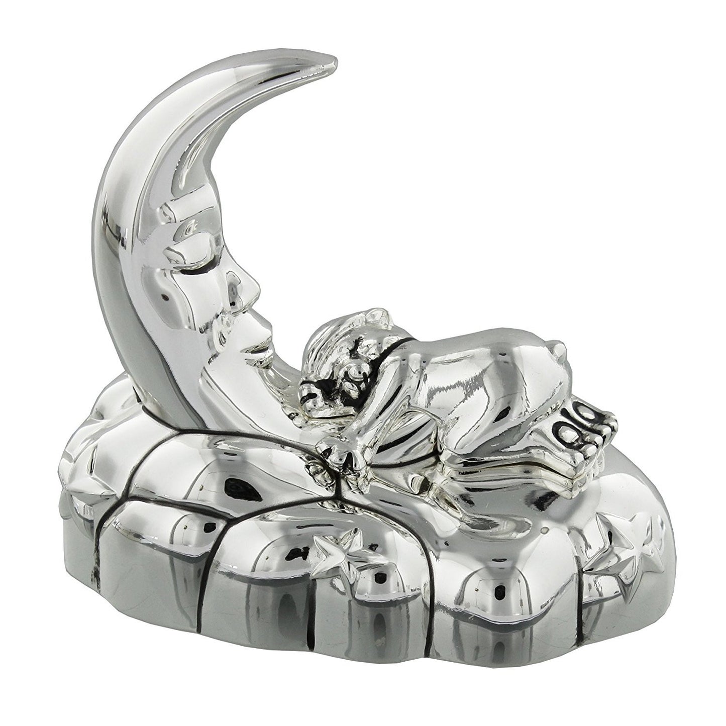 Juliana 8cm Silver Plated Bear & Moon Musical Stand - hanrattycraftsgifts.co.uk
