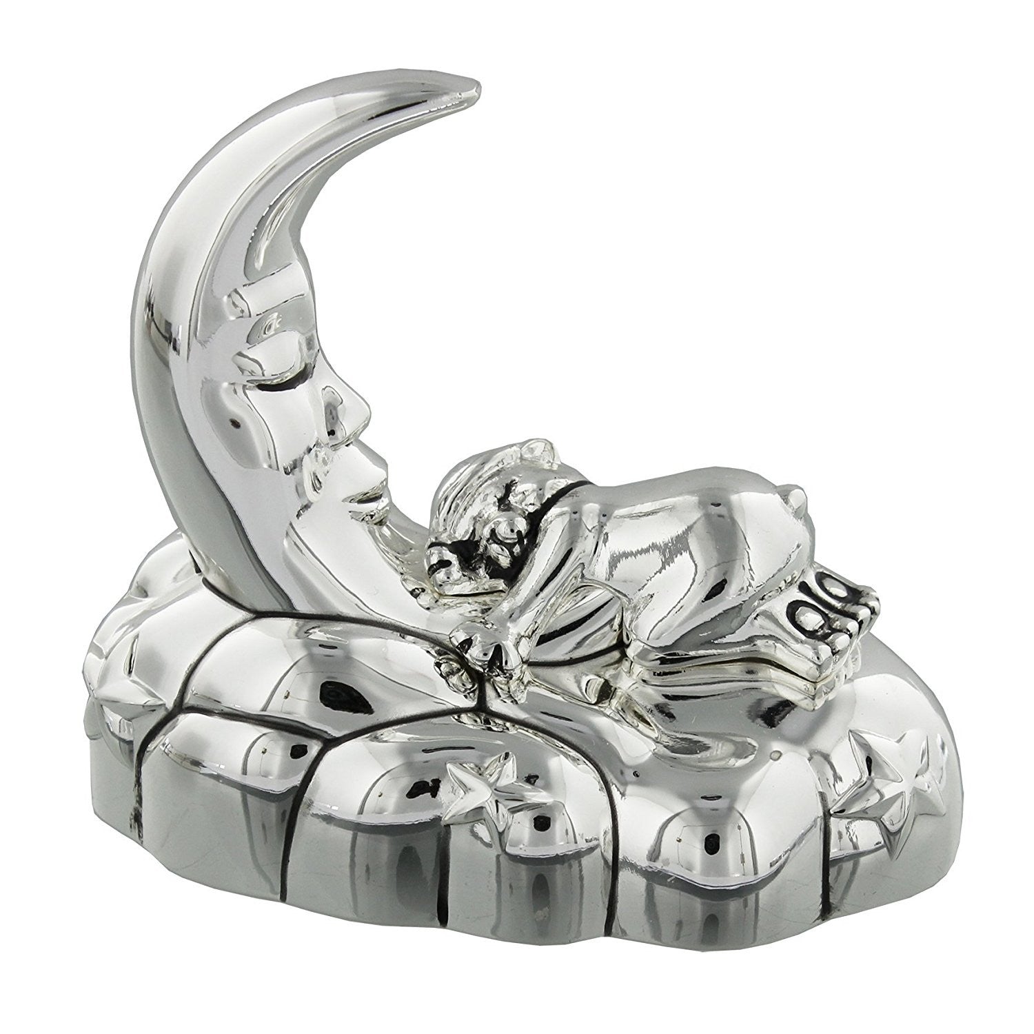 Juliana 8cm Silver Plated Bear & Moon Musical Stand - hanrattycraftsgifts.co.uk