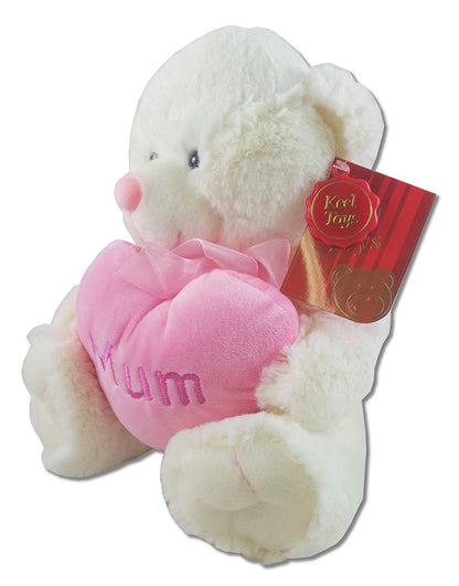 Keel Toys - 25cm Mothers Day Bear Holding A Pink Heart Mum - hanrattycraftsgifts.co.uk