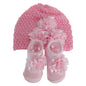 Nursery Time Baby Girls Hat And Booties Gift Set - hanrattycraftsgifts.co.uk