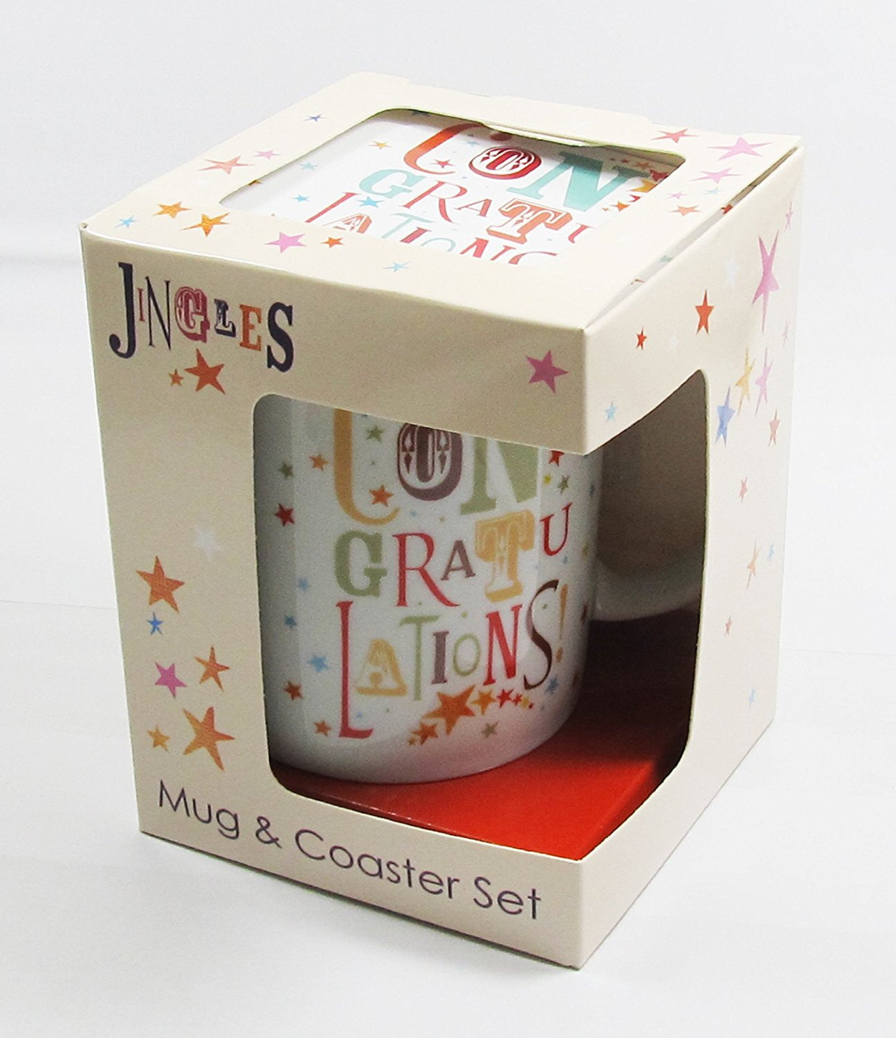 Congratulations ! Funky Gift Set Mug and Cork coaster - hanrattycraftsgifts.co.uk