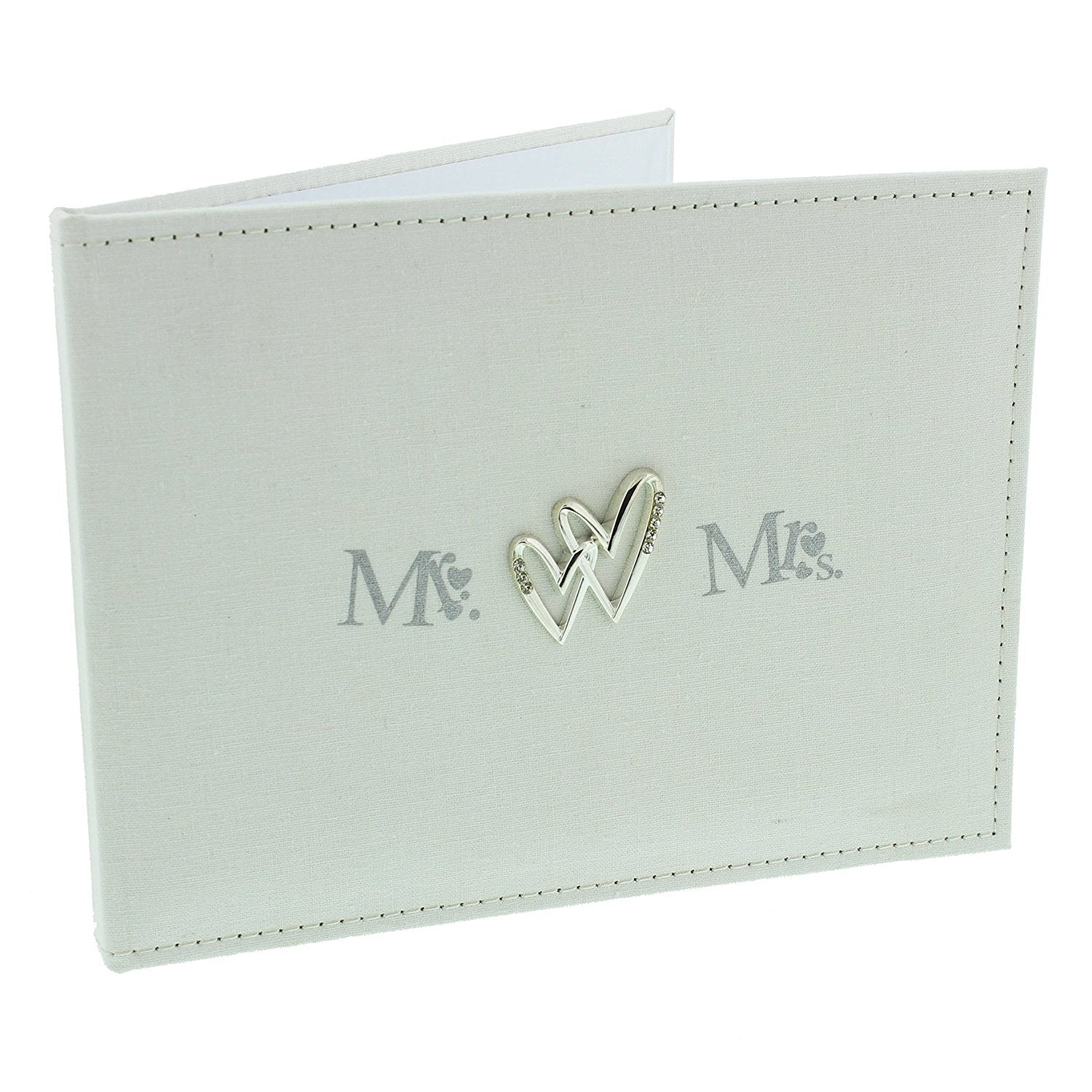 Beautiful Mr & Mrs Linen Wedding Guest Book - hanrattycraftsgifts.co.uk