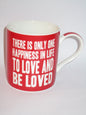 Red Happy Love Mug - Fine China Mug - hanrattycraftsgifts.co.uk