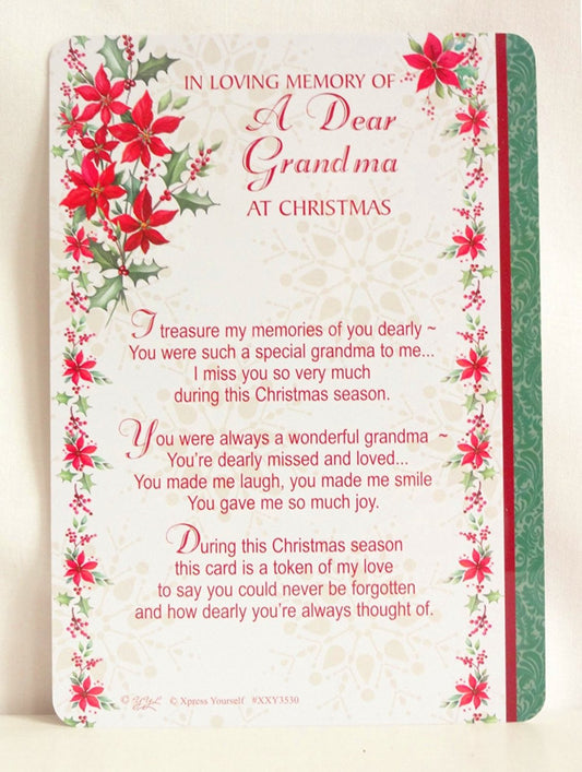Grave Card - In Loving Memory Of A Dear Grandma At Christmas - hanrattycraftsgifts.co.uk