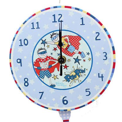 Peel & Sardine "Superhero" Pendulum Clock - hanrattycraftsgifts.co.uk