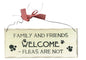 Wooden Animal Fleas Sign, Family and Friends Welcome Fleas Are Not Sign - hanrattycraftsgifts.co.uk