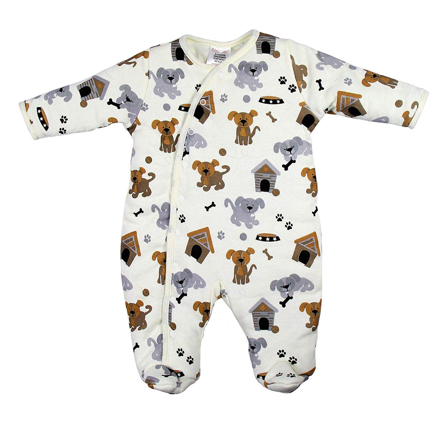 BABYTOWN Baby Girls Boys Padded Pramsuit Sleepsuit Coat Printed Bird or Dog - hanrattycraftsgifts.co.uk