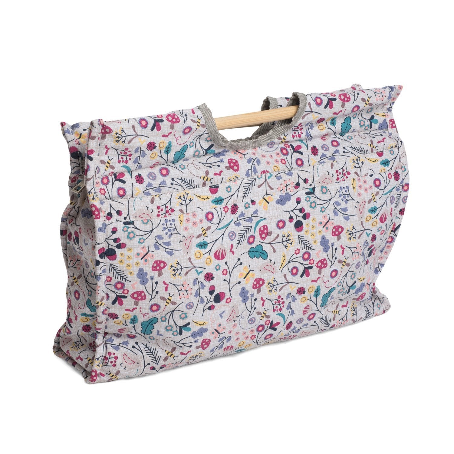 HobbyGift MR4687/194 | Spring Time Print Craft Bag/Wooden Handles | 11x42x31½cm - hanrattycraftsgifts.co.uk