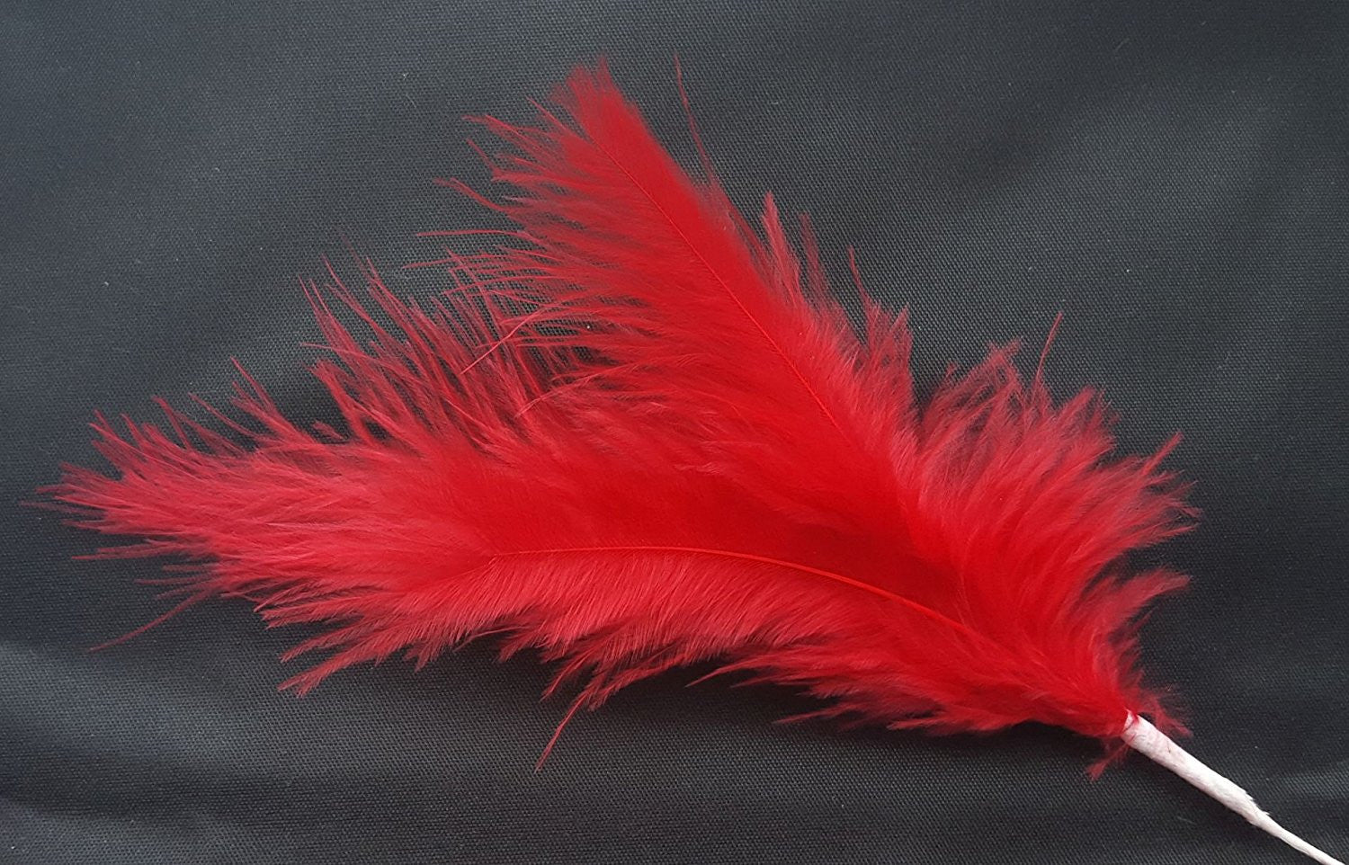 Coloured Feathers Wired 3 per Stem x 6 Stems - Red - hanrattycraftsgifts.co.uk