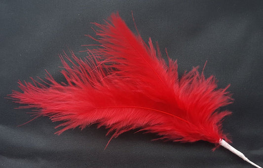 Coloured Feathers Wired 3 per Stem x 6 Stems - Red - hanrattycraftsgifts.co.uk