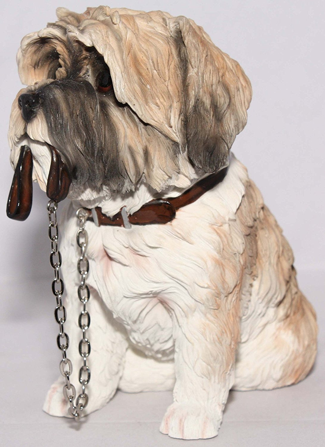 Brown & White Shih Tzu Sitting With Lead In Mouth - Walkies - hanrattycraftsgifts.co.uk